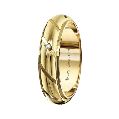 Aliança de Ouro 18K Always Abaulada com Diamantado Diagonal e Diamantes 5.5mm
