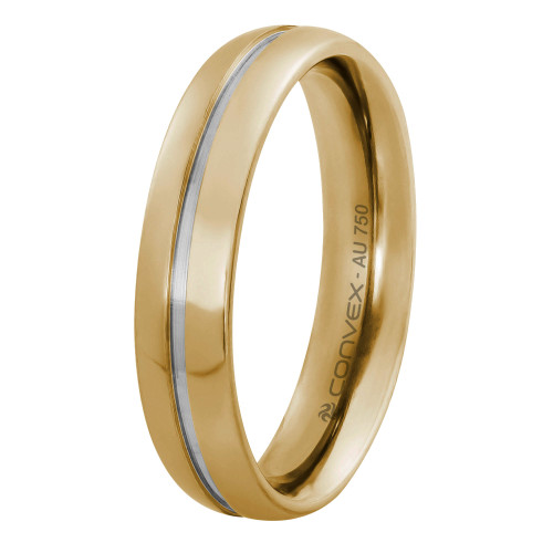 Aliança de Ouro 18k Feeling Abaulada com Filete Central em Ouro Branco 4.85mm