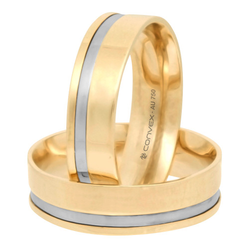 Aliança de Ouro 18k Infinite com Filete em Ouro Branco 6mm