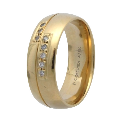 Aliança de Ouro 18K com 8 Brilhantes