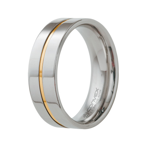 Aliança de Aço Plus com Filete em Ouro 8mm
