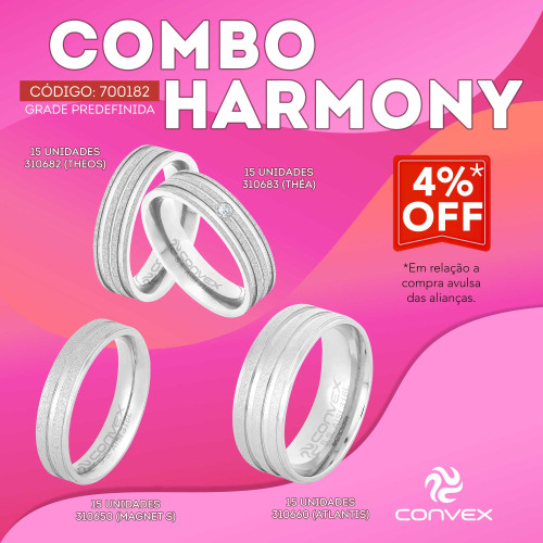 Combo Alianças Harmony 60 Alianças