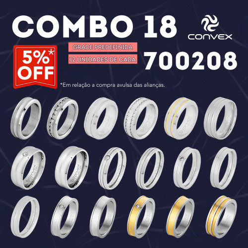 Combo 216 alianças 22 Modelos