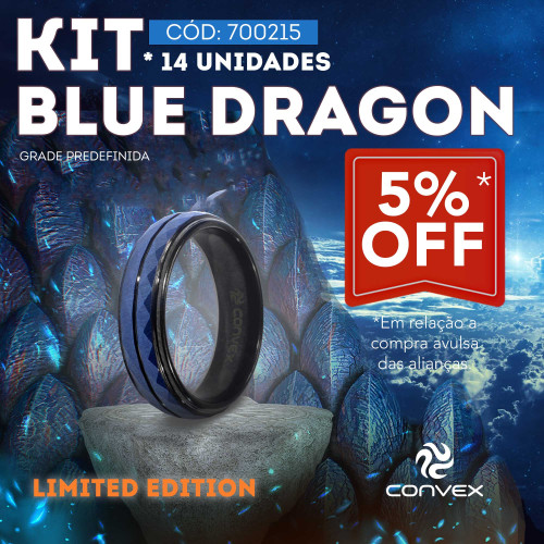 Combo com 14 Anéis de Tungstênio Blue Dragon