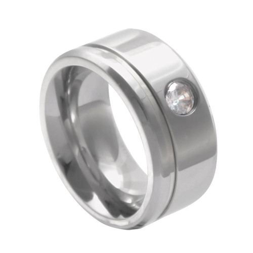 Aliança de Aço Chrome 10mm com Filete Lateral e Zircônia