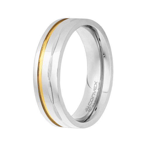 Aliança de Aço Dion 6mm com Filete em Ouro