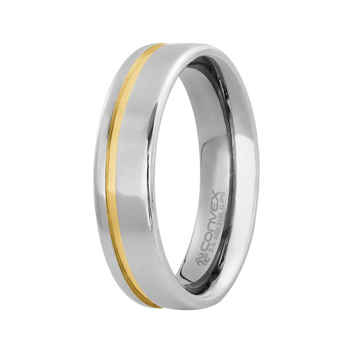 Aliança de Aço Londres com Filete Gold Ipg 6mm