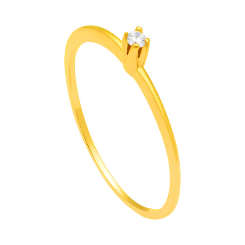 Anel de Ouro Solitário 18K com Zircônia 2mm Coleção Luminix