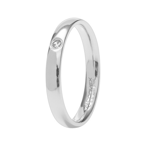 Aliança de Aço Slim Aster com Zircônia Abaulada 3mm