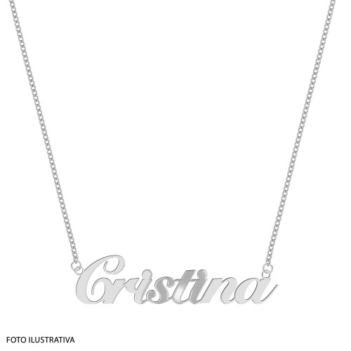 Colar de Aço com Manuscrito Nome Simples 40cm