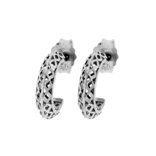 Brinco de Prata Meia Argola Filigrana 12mm