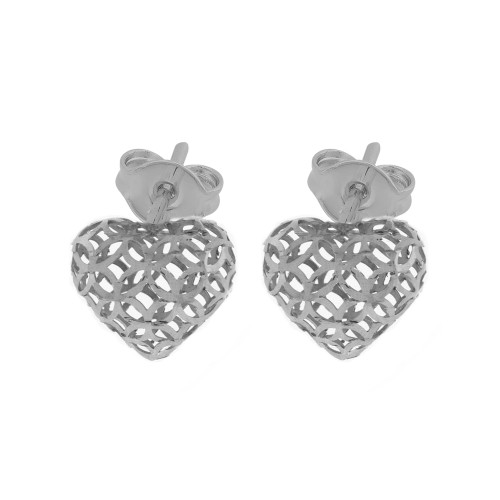 Brinco de Prata Coração Single Filigrana 10x10