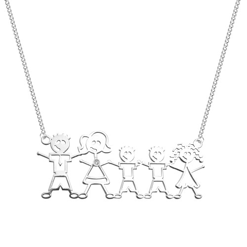 Colar de Aço com Família Feliz de 1 a 10 membros 45cm