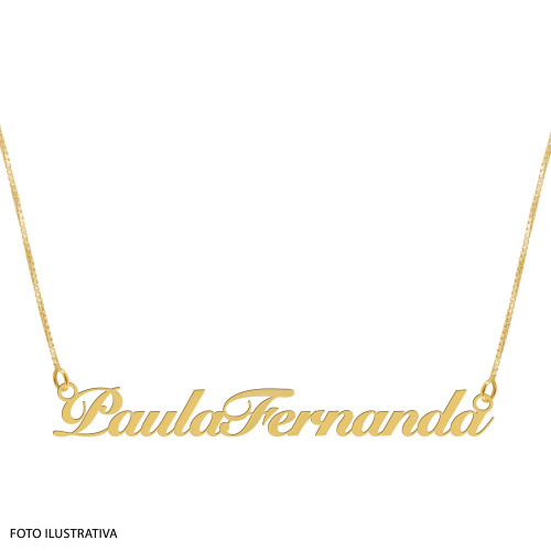 Colar de Prata com Manuscrito Nome Composto 50cm Revestido no Ouro 18k