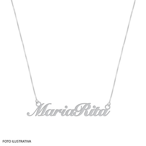 Colar de Prata com Manuscrito Nome Composto 42cm