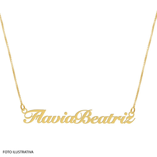 Colar de Prata com Manuscrito Nome Composto 45cm Revestido com Ouro 18k