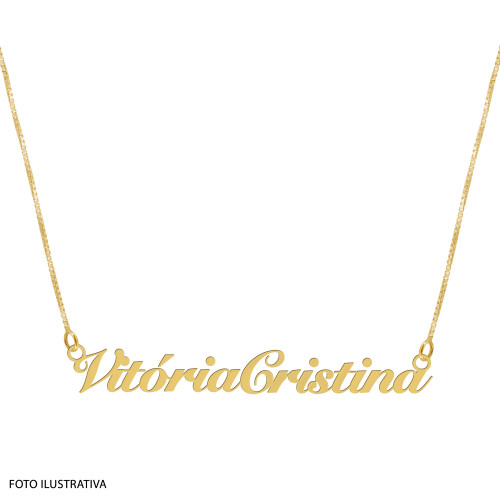 Colar de Prata com Manuscrito Nome Composto 42cm revestido com ouro 18k