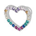Pingente de Prata Coração Rainbow com Zircônias Coloridas 13x11mm